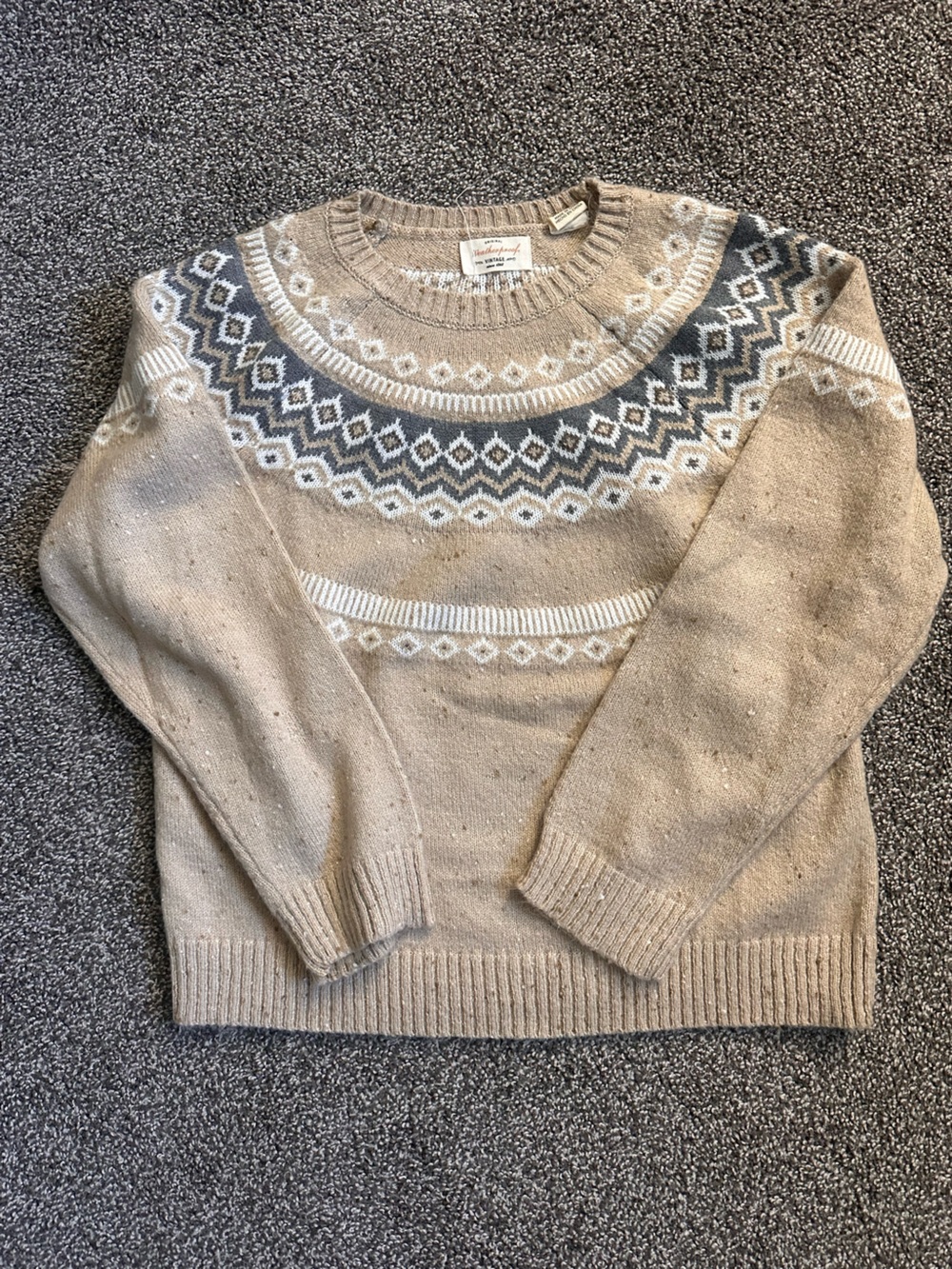 Beige Alpine style Crewneck Sweater